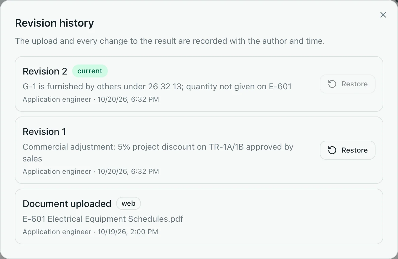 Upload, manual discount, and the generator row edit.