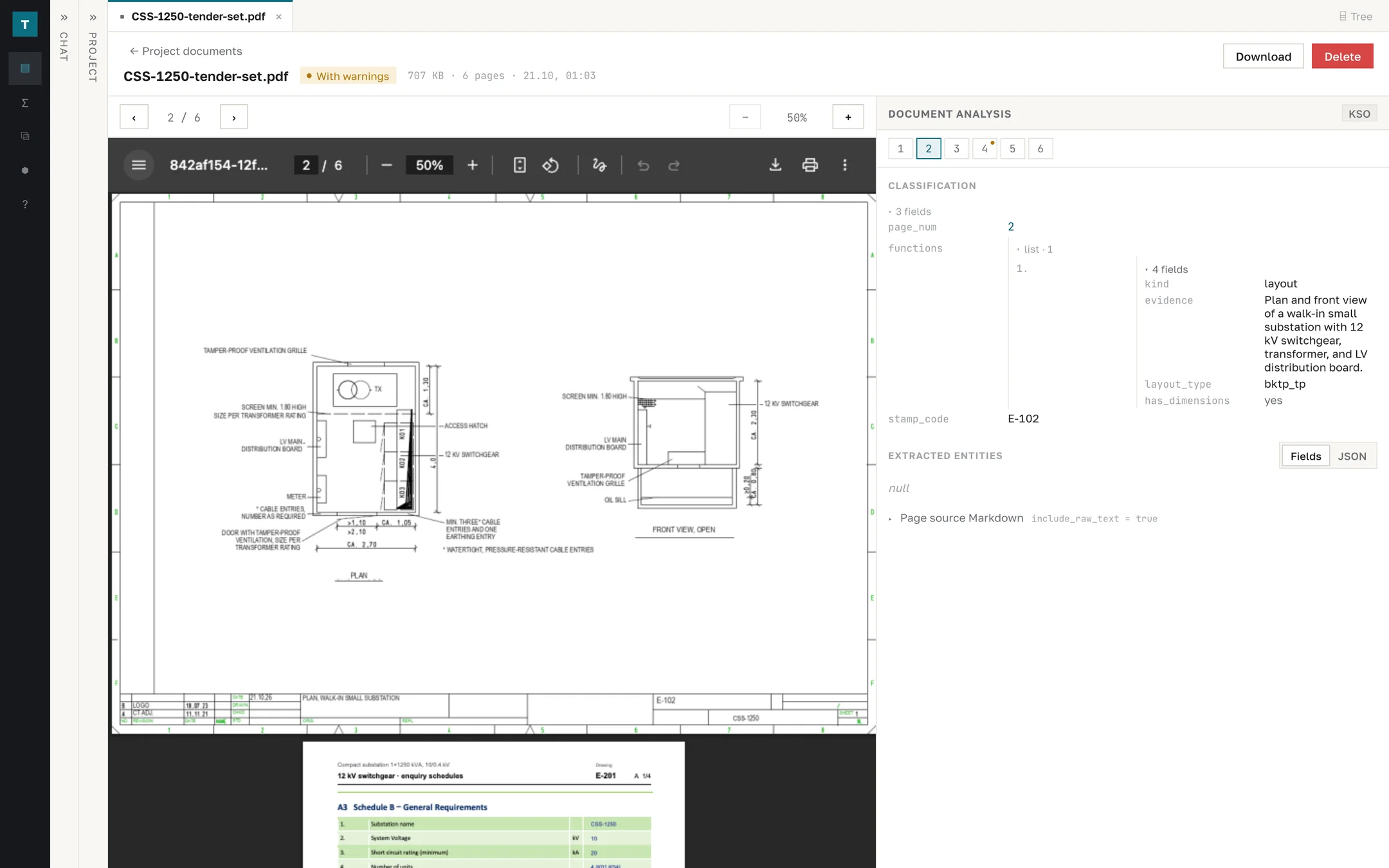 Project file open on sheet E-102, substation plan