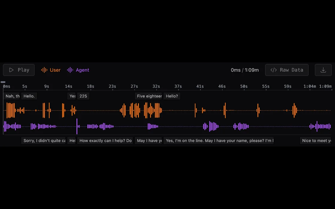 Dark screen with two audio tracks and turn captions